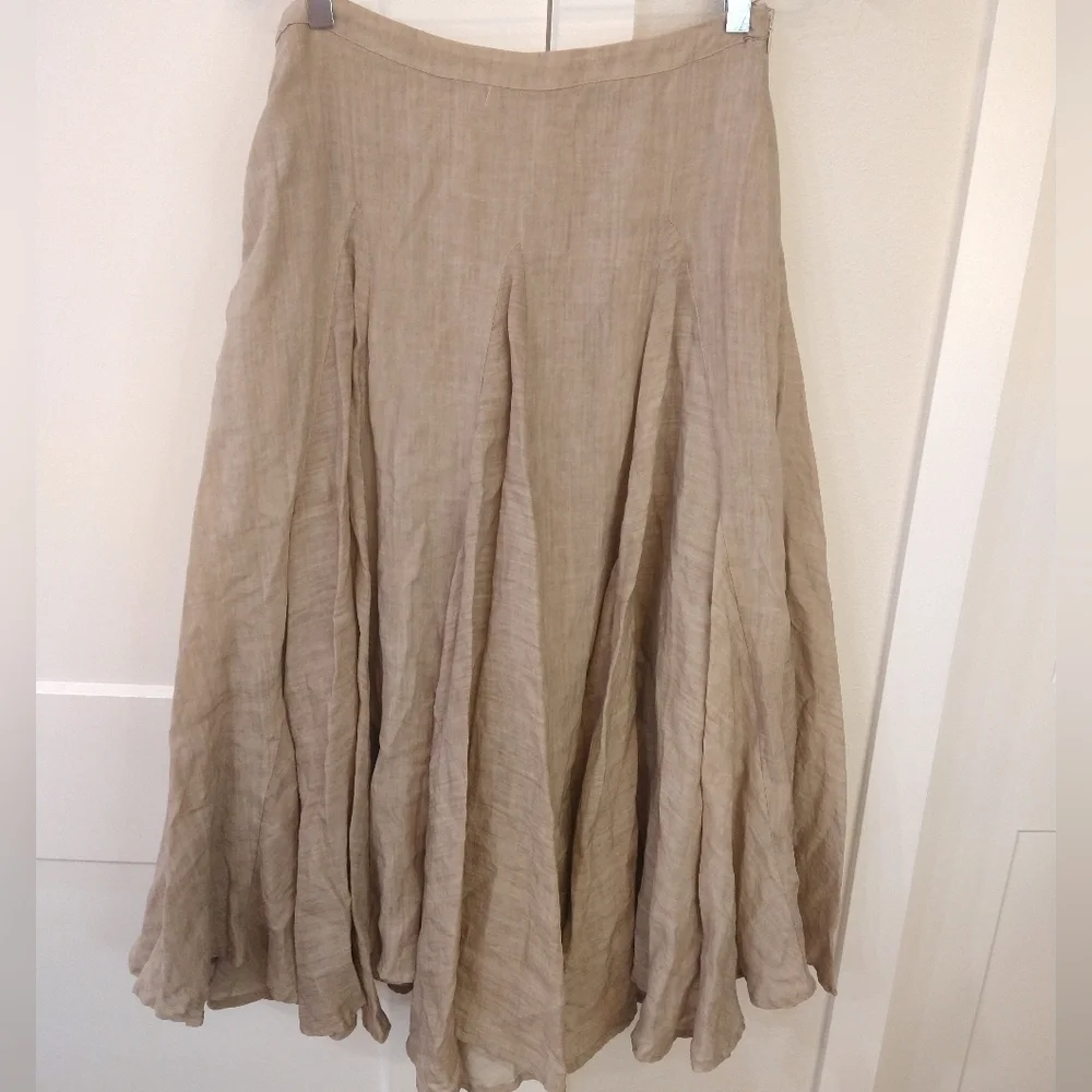 Elegant Tan Midi Skirt - Picture 2 of 5